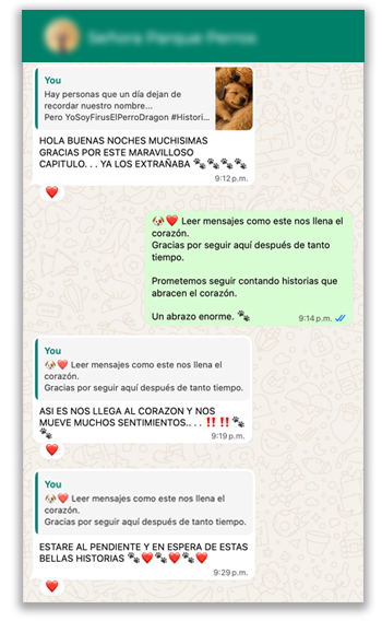 Mensajes de cariño enviados a Firus